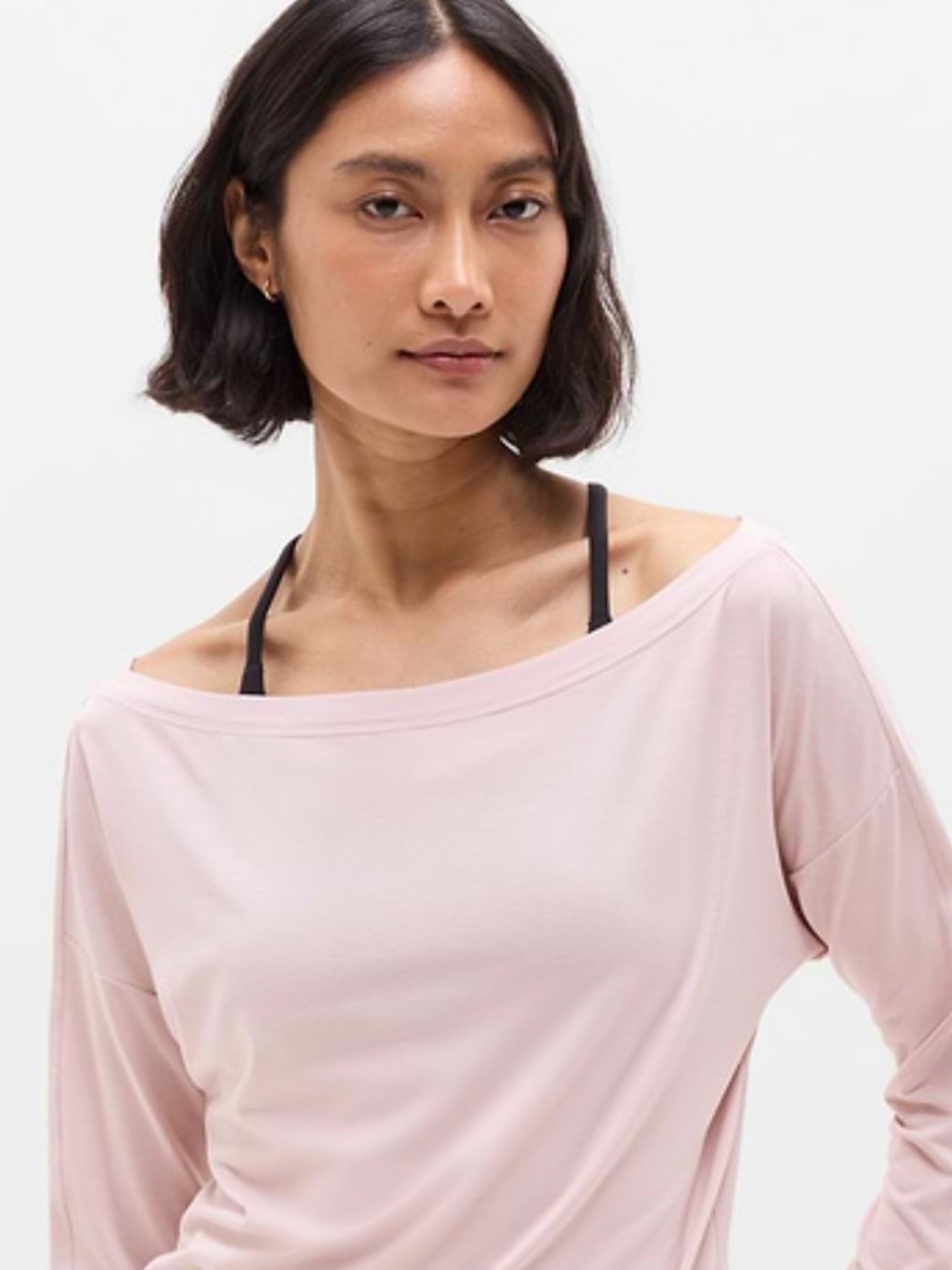 Athleta Off-Shoulder Long Sleeve Top - Pale Pink